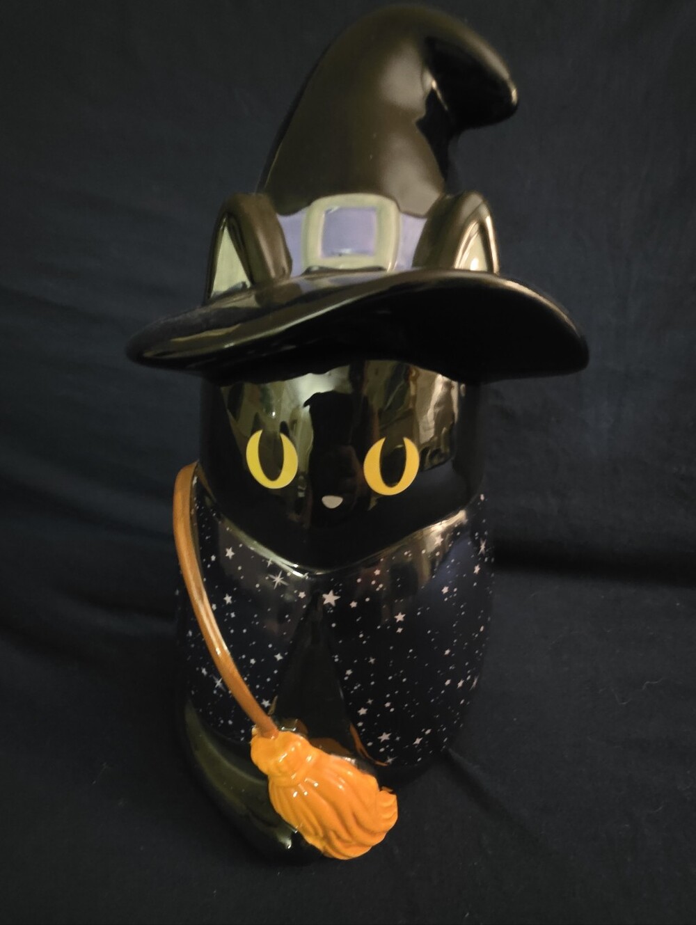 Strawberry Street Purple Witch Cat Cookie Jar